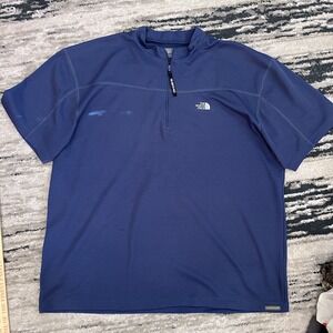 The North Face Shirt Mens XXL 1/4 Zip Polo Blue‎ Vapor Wick Waffle Texture
